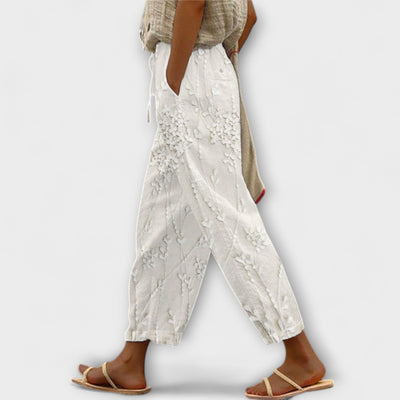 Zoey - Printed Trousers with Grape Leaf Pattern