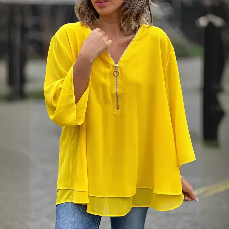 ELLY | Chiffon Zipper Blouse
