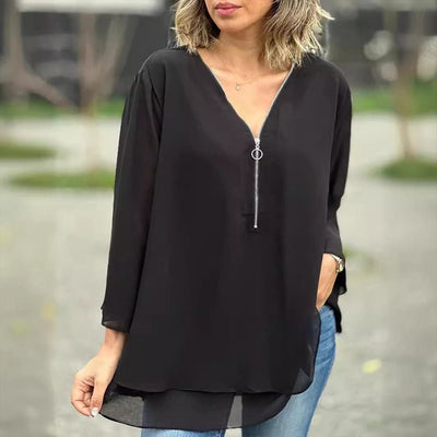 ELLY | Chiffon Zipper Blouse