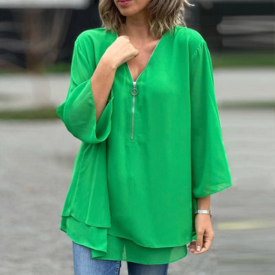 ELLY | Chiffon Zipper Blouse