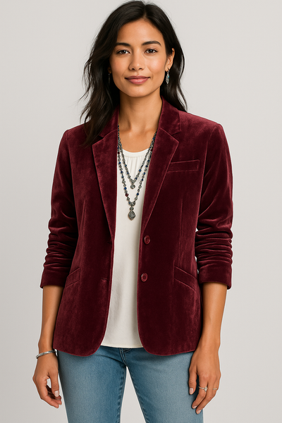 AELYA |  Velvet Slim-Fit Blazer