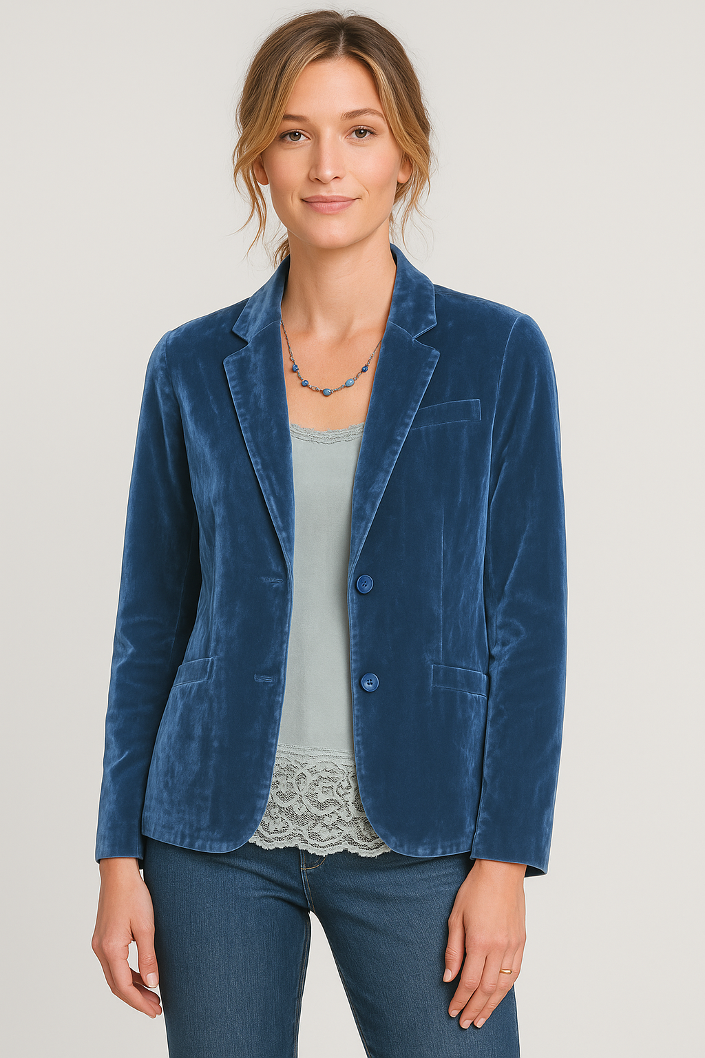AELYA |  Velvet Slim-Fit Blazer