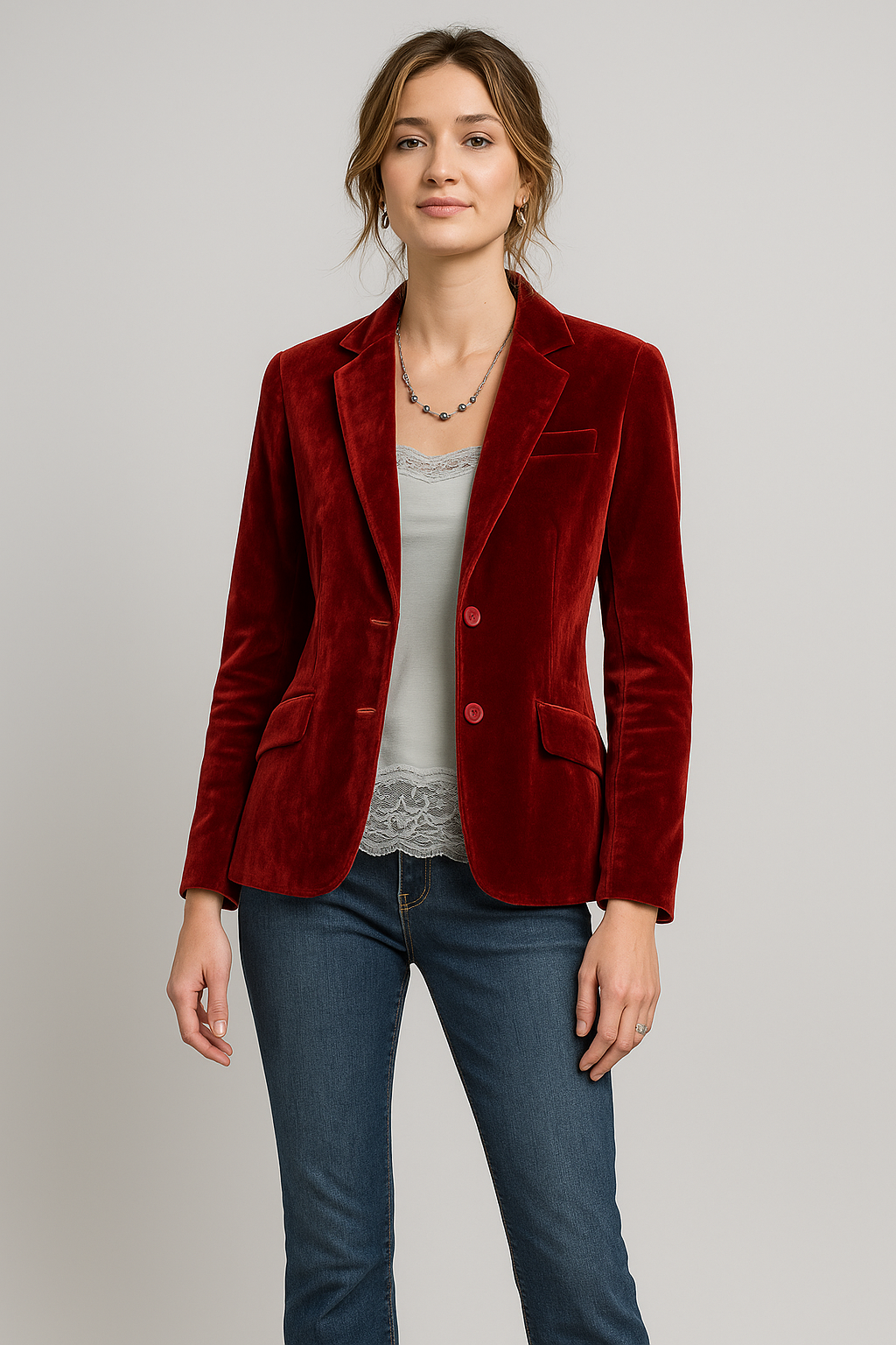 AELYA |  Velvet Slim-Fit Blazer