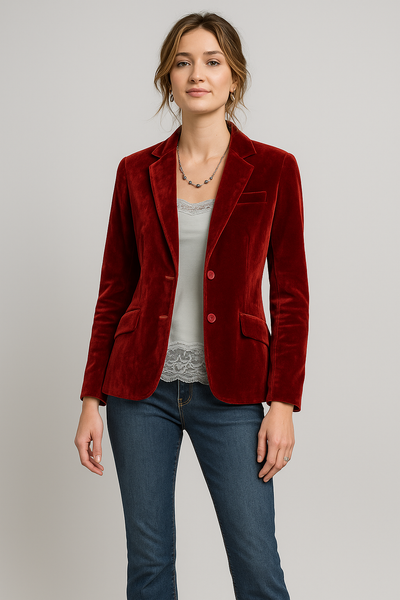 AELYA |  Velvet Slim-Fit Blazer
