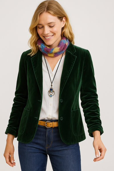 AELYA |  Velvet Slim-Fit Blazer
