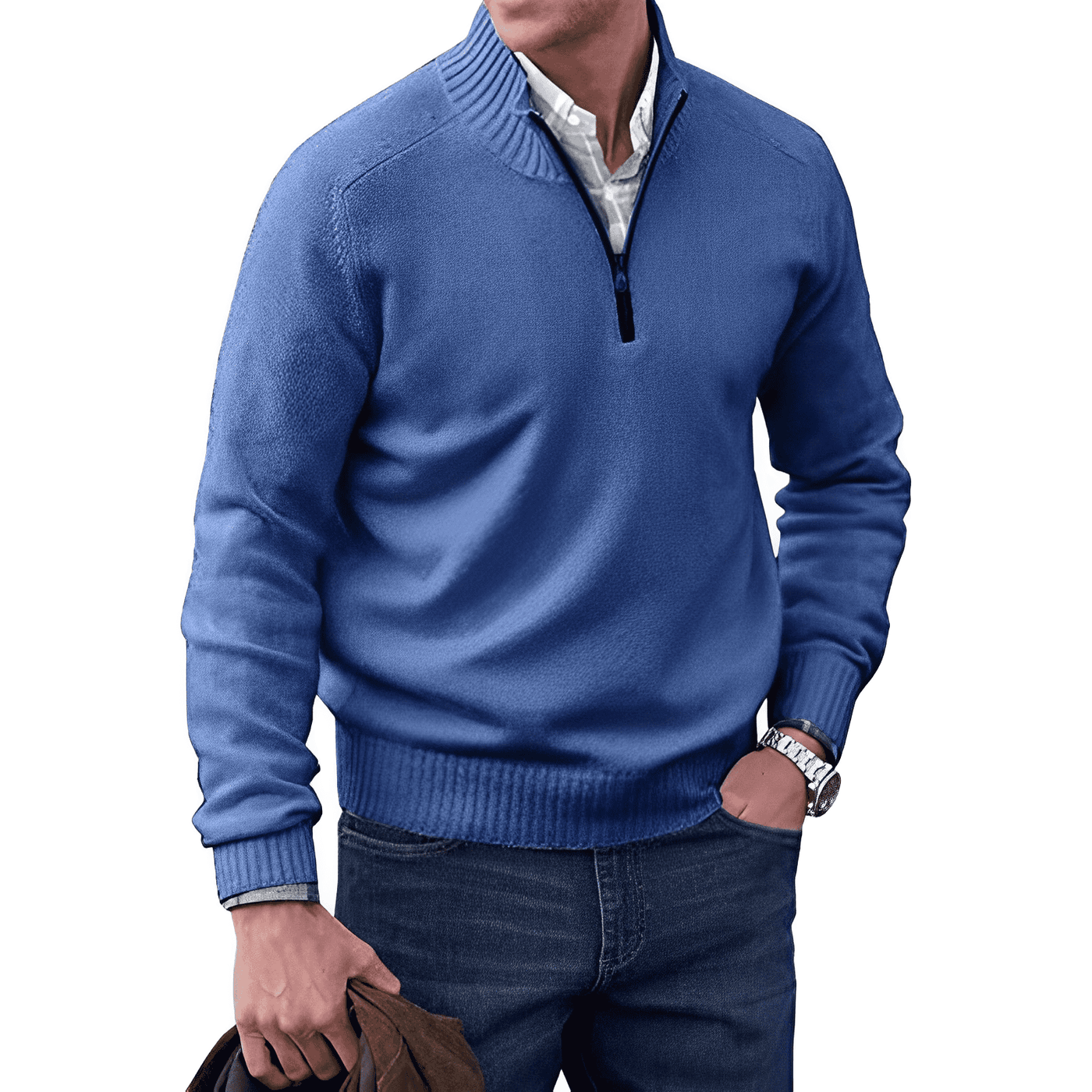 Nicolas | Elegant cashmere jumper with zip fastening