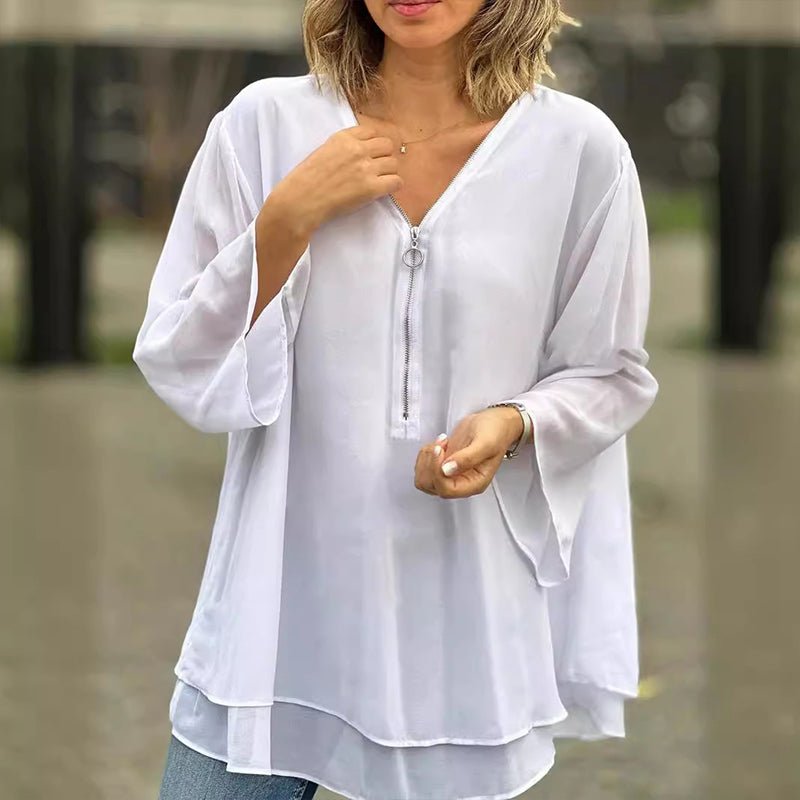ELLY | Chiffon Zipper Blouse